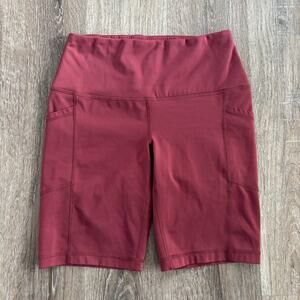 Yogalicious Lux Bike Shorts in Maroon Red - Size: Small